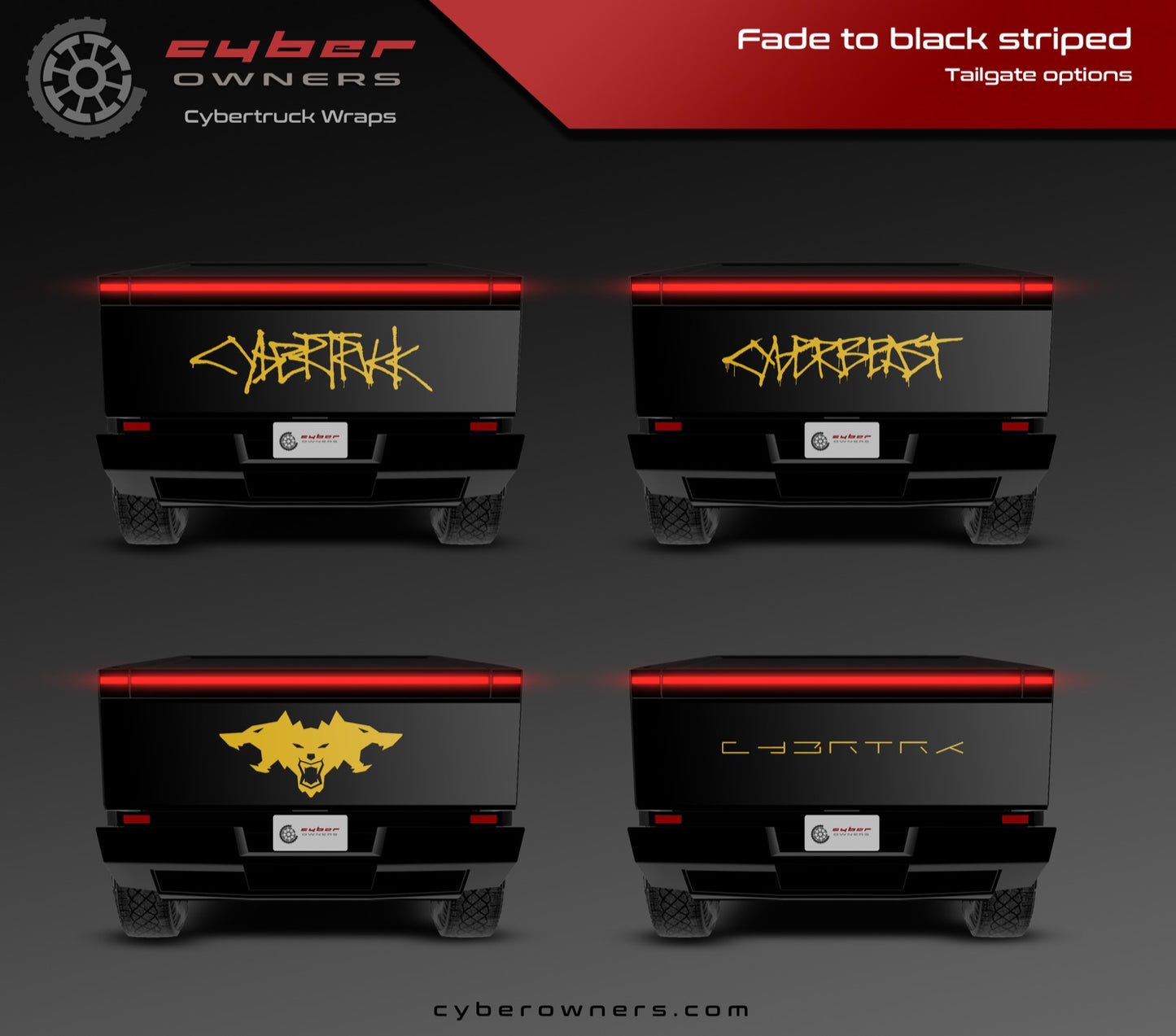 Fade to black striped Cybertruck wrap