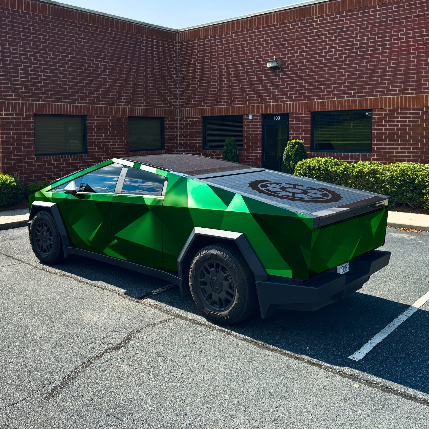 Colored origami geometric triangles Cybertruck wrap