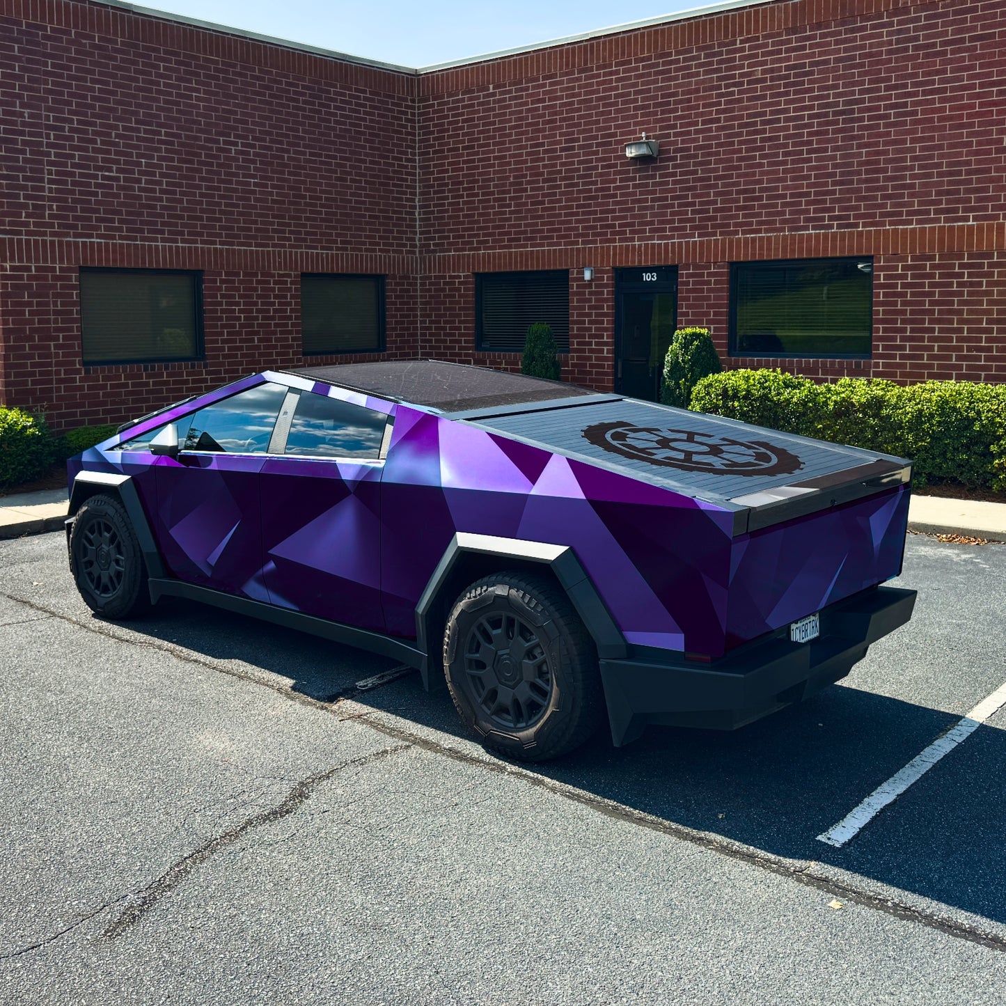 Colored origami geometric triangles Cybertruck wrap