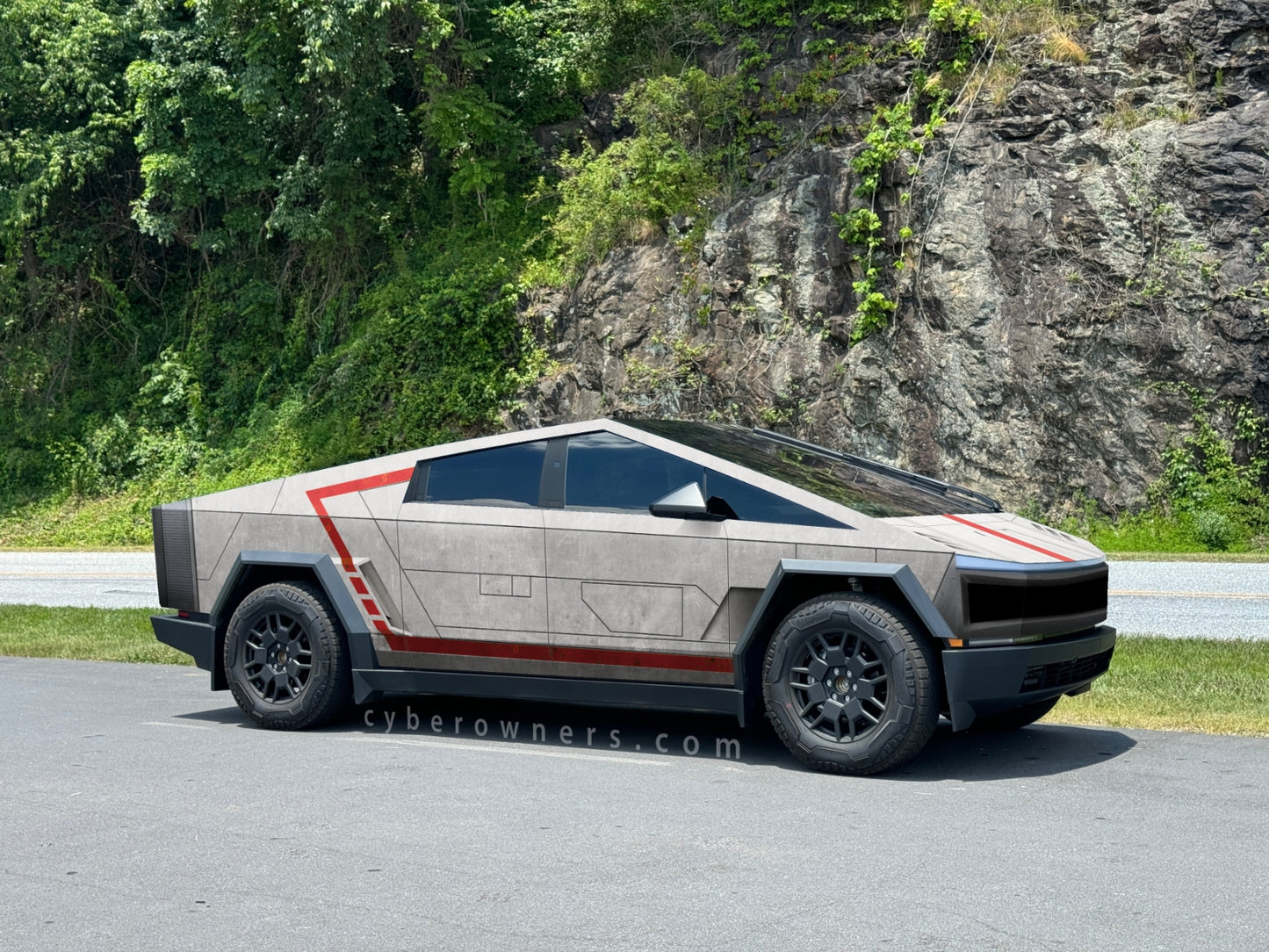 Cybertruck wrap inspired by Battlestar Galactica Colonial Viper