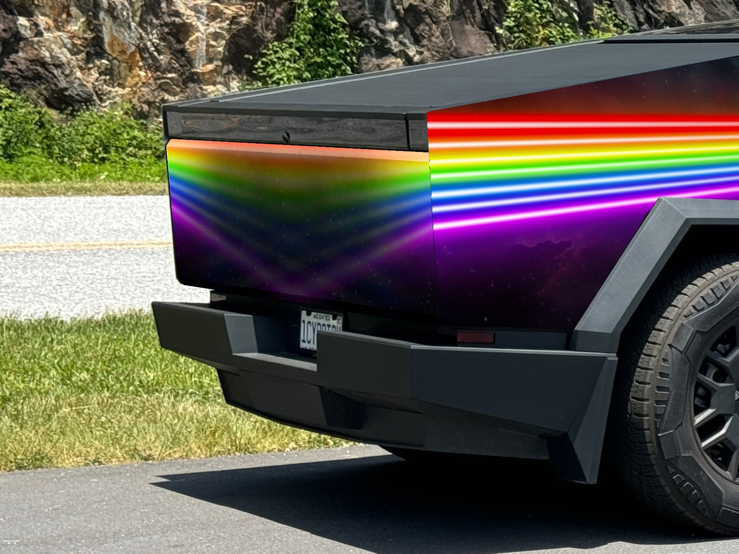 Darker side of the Moon or Mars prism space Cybertruck wrap