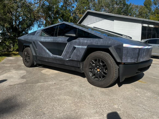 Cybertruck wrap inspired by Blade Runner 2049 Spinner vehicle