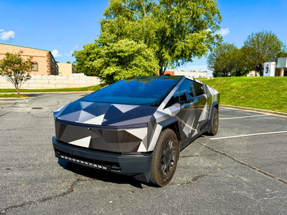 Origami geometric triangles Cybertruck wrap