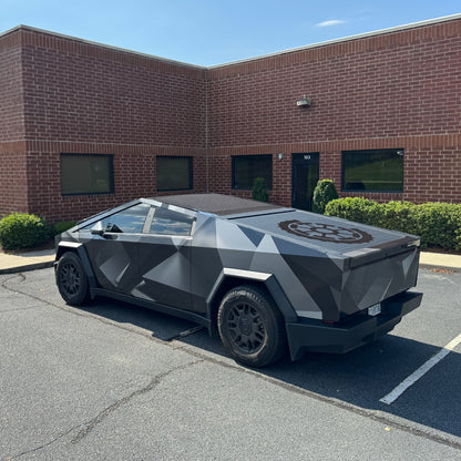 Origami geometric triangles Cybertruck wrap