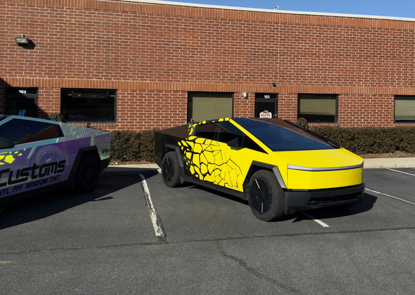 Shattered crackle color Cybertruck wrap