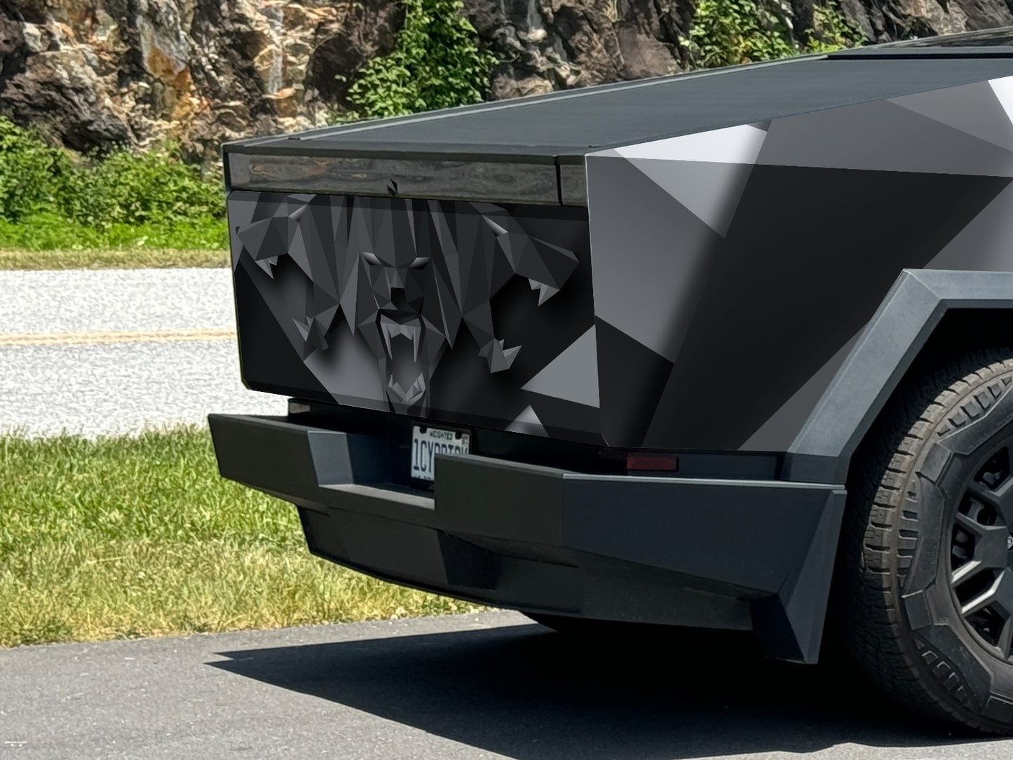 Origami geometric triangles Cybertruck wrap