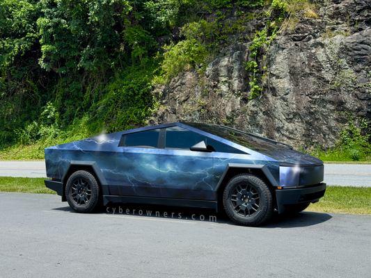 Lightning storm clouds Cybertruck wrap