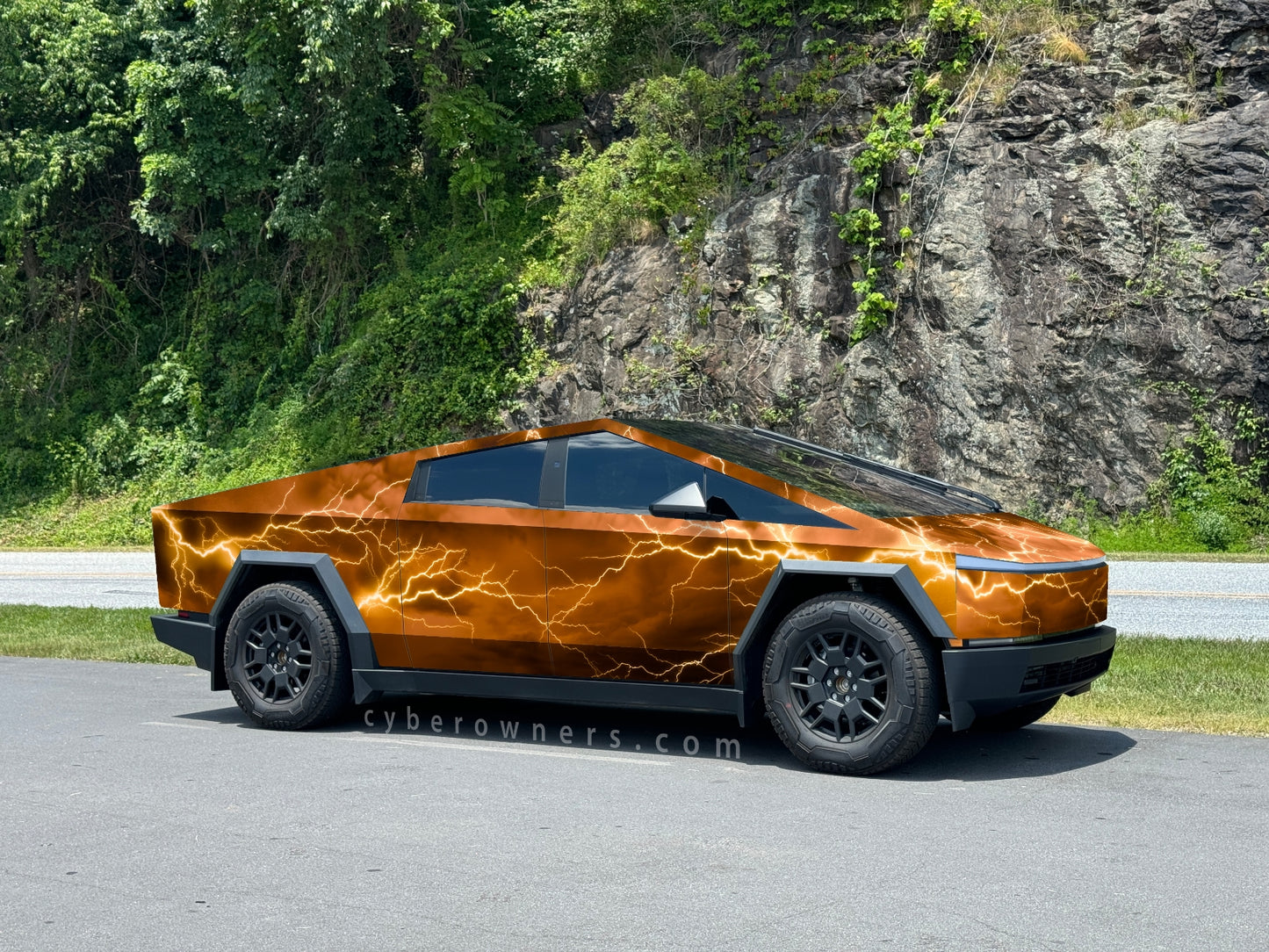 Lightning storm clouds Cybertruck wrap