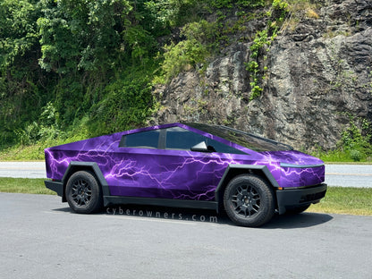 Lightning storm clouds Cybertruck wrap