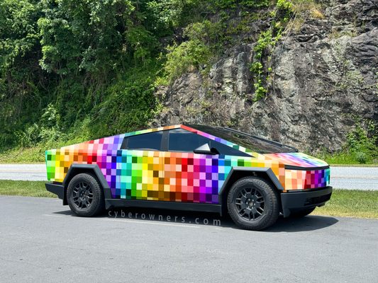 Pixelated squares Cybertruck wrap