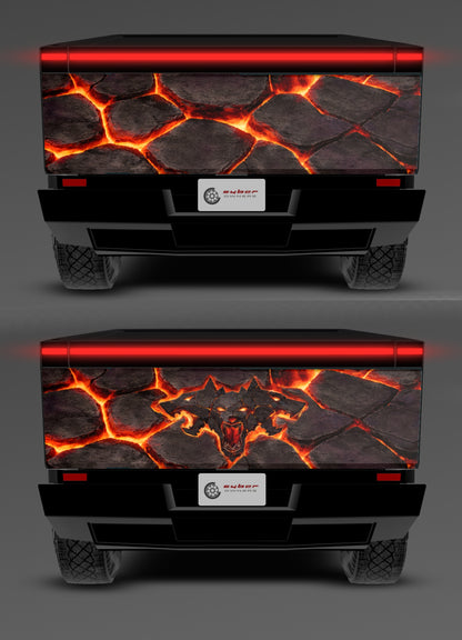 Volcano lava cracks V2 magma Cybertruck wrap